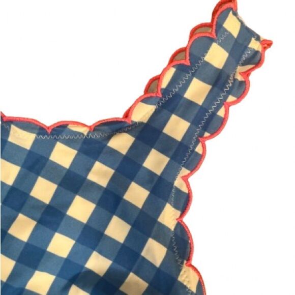 Crown & Ivy Blue and White Checkered Kids Swim One Piece - Picture 3 of 6